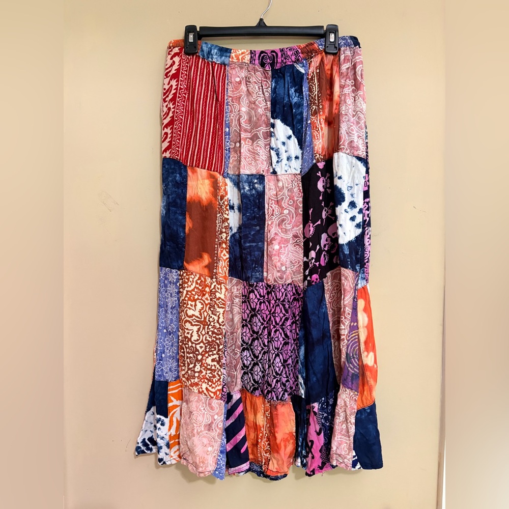 Vintage Kosi Bali Collection Multicolor Patchwork Maxi Skirt Medium